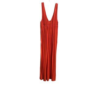 J Crew Womens Maxi Dress Size Large Orange Sleeveless V Neck Rayon Stretch